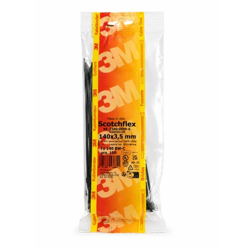 Opaski kablowe 3M Scotchflex FS 160 A-C, czarne  160 x 2,5mm 100 sztuk