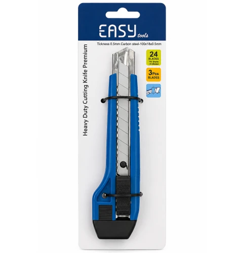 EASYtools Nożyk Segmentowy18 mm Nóż  z Łamanym Ostrzem Metalowa Prowadnica