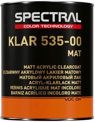 Lakier bezbarwny matowy 4:1 KLAR 535–00 MAT - [1+0,25] L