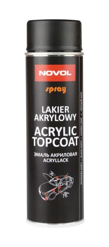 NOVOL SPRAY ACRYL TOPCOAT BLACK SATIN Lakier akrylowy czarny półpołysk spray | 500ML