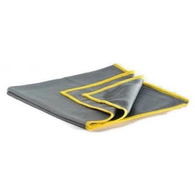 BRAYT | Ściereczka z mikrofibry CIEMNOSZARA Z ŻÓŁTYM SZWEM do szyb | 300g | 40 x 40 cm